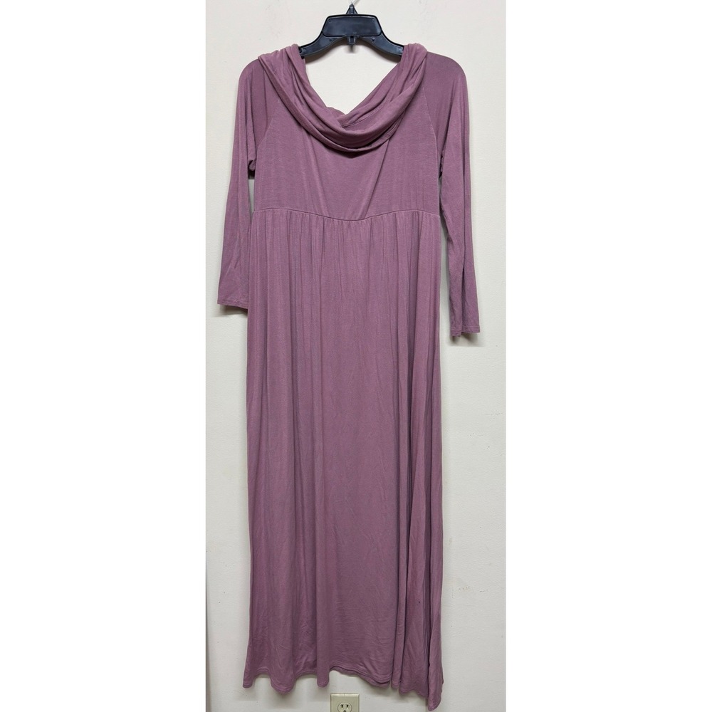 Mother Bee Maternity Mauve Maxi Dress Size XL Made in USA Long Sleeve Photoshoot
